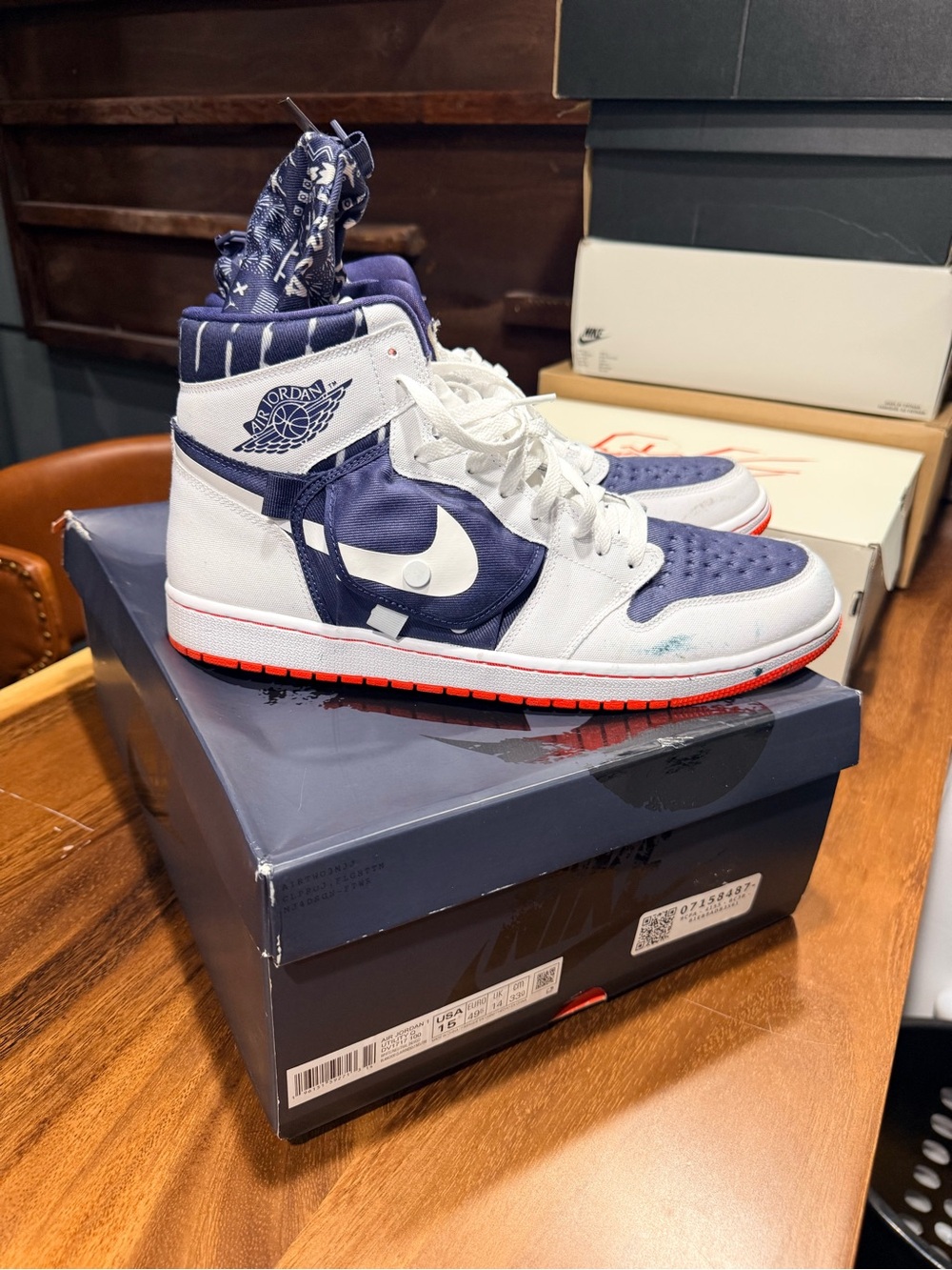 Jordan 1 High White Navy with Red Accents Men's Sneakers